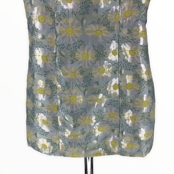 Lulu’s Blooming Love Light Blue Yellow Floral Jacquard Mini Dress size Medium - Picture 7 of 14